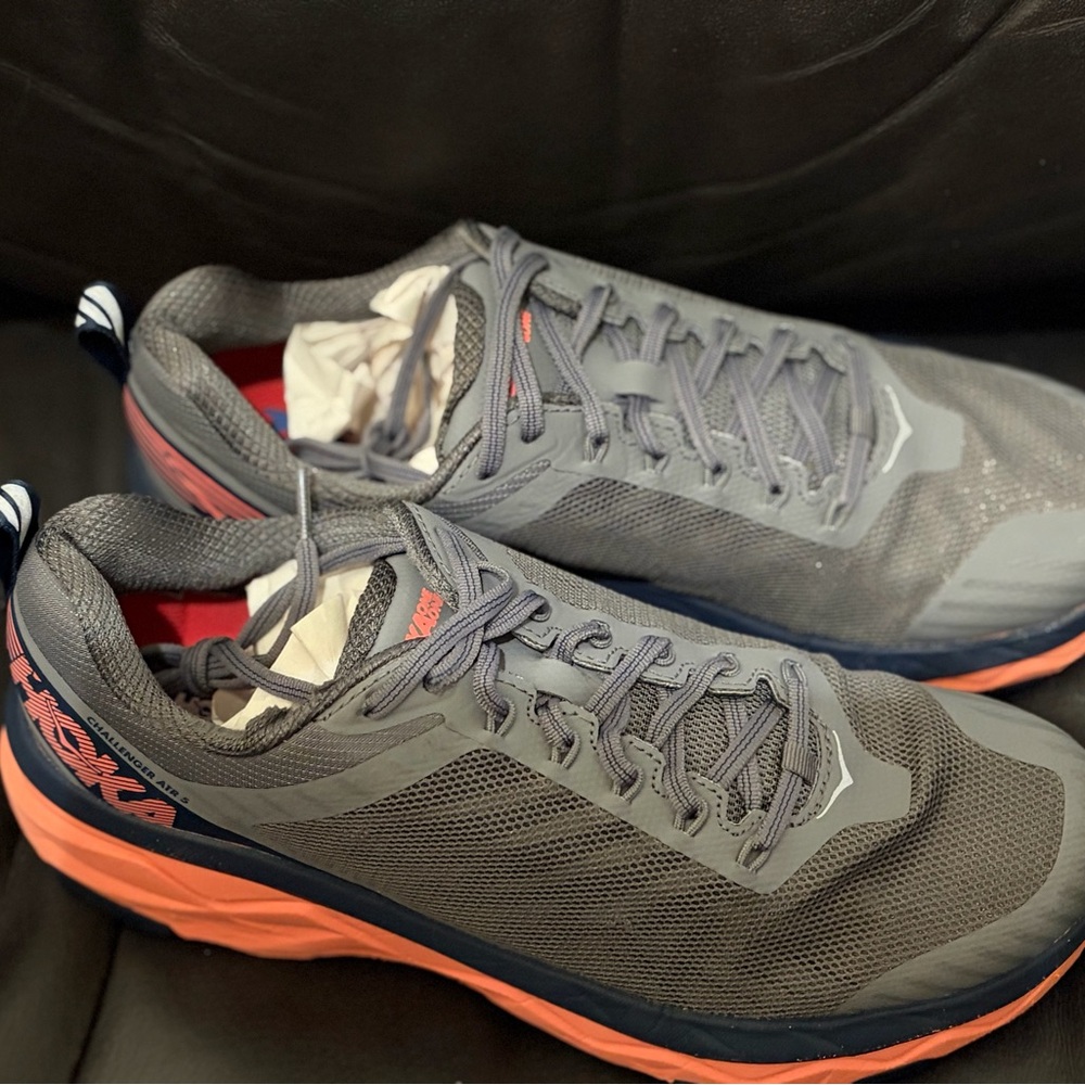 Hoka One One Gray and Orange Athletic Shoes